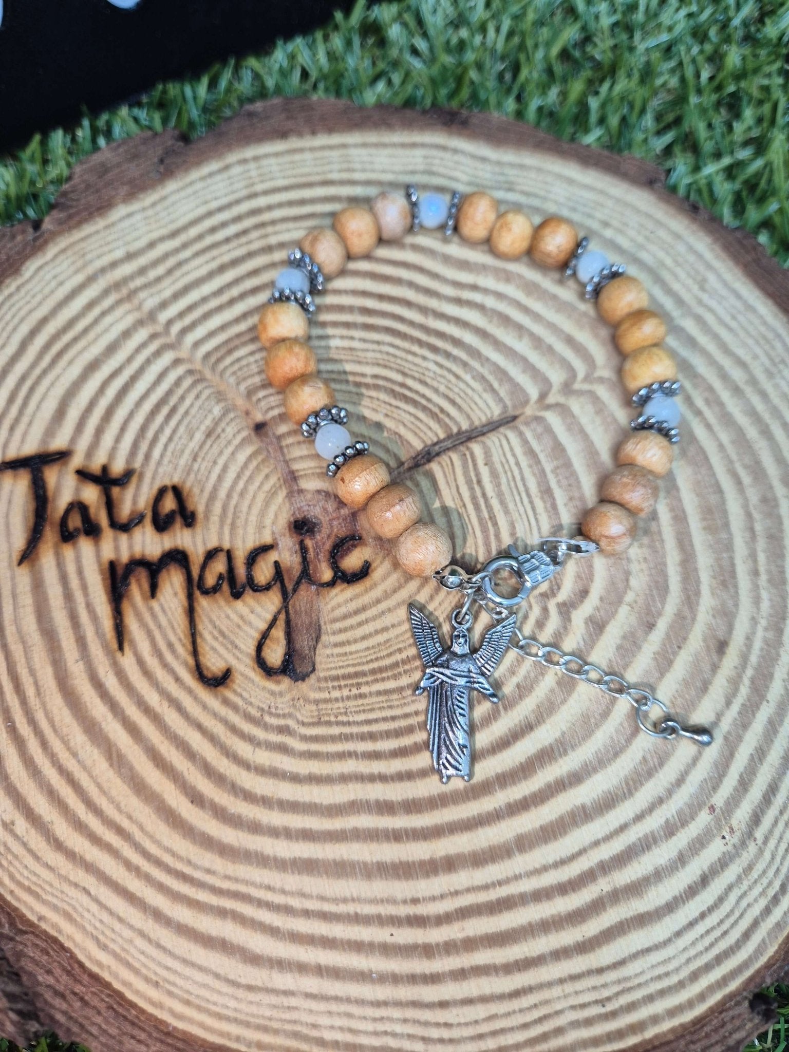 Pulsera arcangel gabriel con piedra luna arcoiris y bergamota 7.5cm Tienda esotérica Málaga - La Tienda de Tata Magic: tienda Esotérica en Málaga